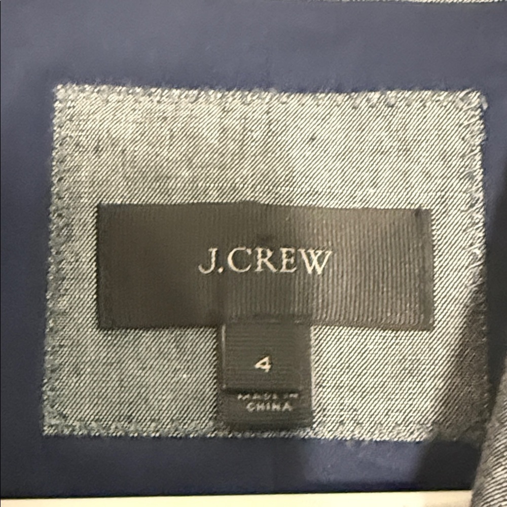 J. Crew Blue Grey 100% Cotton Preppy One Button Blazer Jacket Size 4 - Picture 3 of 5